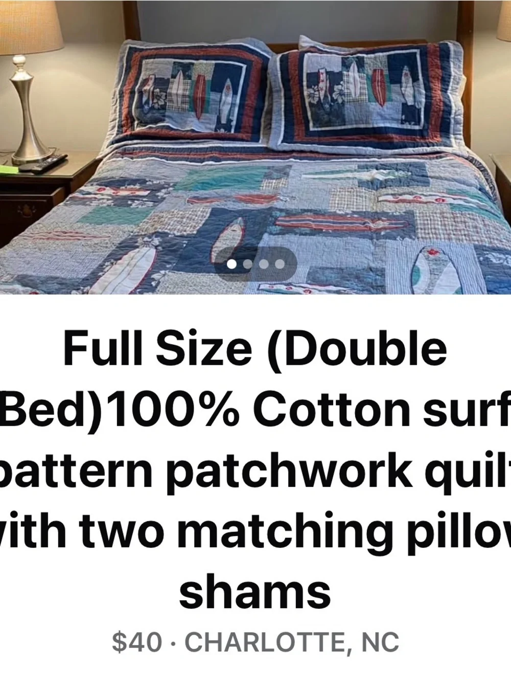 Nautical Surfboard Patchwork Quilt Set in Blue